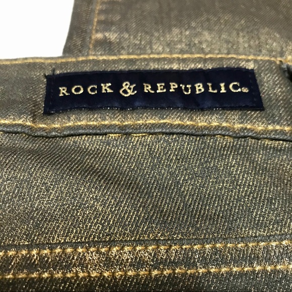 Rock & Republic Gold foiled Berlin Jeans size 2 - Picture 5 of 9